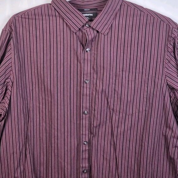 Claiborne Men’s XXL Purple 80's 2-Ply Striped Button Up Shirt - Picture 2 of 7
